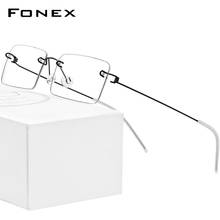 FONEX Screwless Eyewear Prescription Eyeglasses Women Rimless Myopia Optical Korean Titanium Alloy Glasses Frame Men 98619 2024 - buy cheap