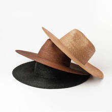 Sombrero de rafia hecho a mano para hombre y Mujer, Sombrero de paja Natural muy fina, Sombrero de Jazz Panamá, Sombrero fascinador de verano 2024 - compra barato