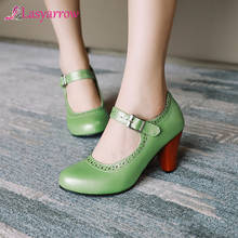 Lasyarrow-zapatos de tacón alto para mujer, calzado sencillo con hebilla y punta redonda, para primavera y verano, talla 34-48, 2020 2024 - compra barato