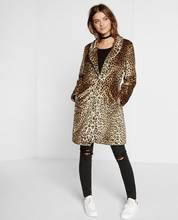 Jaqueta de couro de vison falso feminina, casaco de couro slim para mulheres com leopardo, médio comprimento, moda outono 2024 - compre barato