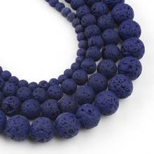 Natural Lava Hematite Volcanic Stone Beads Round Dark Blue Rock Loose Beads For Jewelry Making 4 6 8 10mm DIY Bracelet 15INCH 2024 - buy cheap
