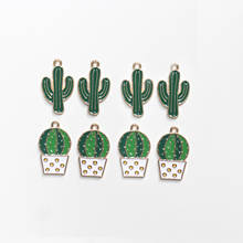 10pcs/lot Enamel Green Cactus Charms Pendants Neacklace Earrings Charms DIY Handmade Plants Pattern Charm Jewelry Making 2024 - buy cheap