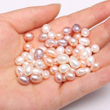 Natural Freshwater Pearl Half Hole Loose bead Rice Shape Pendants for Jewelry Making DIY women's elegant Necklace Accessories 2024 - buy cheap