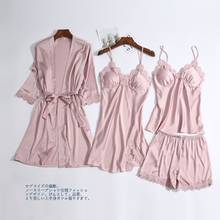 Lingerie sexy cetim roupão de seda pijama feminino liso cor sólida camisola lingerie roupas de dormir 2024 - compre barato