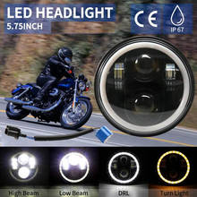 5 3/4" 5.75 inch Black LED Headlight Projector Halo Ring High Low Beam Motorcycle DRL Turn Signal for Sportster Dyna Iron 883 2024 - buy cheap