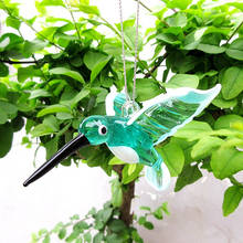 Custom Hanging Glass Bird Craft Ornament Green Handmade Hummingbird Figurine Cute Vivid Animal Art Pendant For Home Garden Decor 2024 - buy cheap