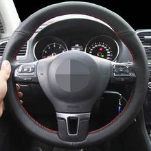 DIY Artificial Leather Black Car Steering Wheel Cover For Volkswagen VW Tiguan Sagitar Golf 4 Passat B5 Seat Leon Polo 1999-2009 2024 - buy cheap