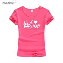 Camisetas de algodón de manga corta para mujer, Ropa de baile de I Love Ballet, top de moda para chica, novedad de verano 2024 - compra barato