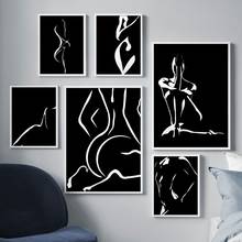 Черно-белая сексуальная женщина боди-арт Современная Настенная живопись на холсте скандинавские плакаты и принты настенные картины для декора гостиной 2024 - купить недорого