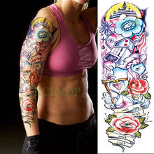 Водостойкая Временная тату-наклейка, красивый цветок, роза на всю руку, большой размер, флэш-тату для женщин, девушек, женщин, мужчин 2024 - купить недорого