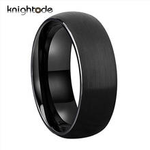 6/8mm preto casamento banda de carboneto de tungstênio anéis para homens mulheres casal presente aniversário jóias cúpula escovado conforto caber 2024 - compre barato