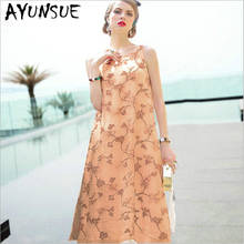 Summer Dress Real Silk Dress Women Korean Embroidery Midi Beach Dress Elegant Vintage Party Dress Vestidos Mujer 38871 YY2773 2024 - buy cheap