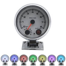 Tacômetro elétrico, 3.75 ", 95mm, 7 cores, led, medidor de tacômetro rpm, com luz de mudança interna, 4, 6, 8 cilindros, branco/preto, face cromada 2024 - compre barato