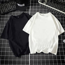 New Summer Men's Cotton T-Shirt Solid Color Hip Hop Loose Short Sleeve Men's Basic Tops Tees Casual Men Oversized Plus 5XL 2024 - buy cheap
