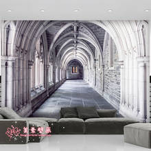 Personalizado europeu 3d corredor espaço extensão sala de estar tv fundo da parede sala jantar quarto criativo papel mural 2024 - compre barato