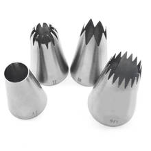 Round Open Star Stainless Steel Pastry Nozzle Set 4pcs Icing Piping Nozzle Baking Pastry Tips Cupcake Cake Decorating Tools 2024 - buy cheap