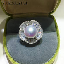 YIKALAISI 925 пробы Серебряные кольца ювелирные изделия для Для женщин 11-12 мм сжатая кольца с натуральным пресноводным жемчугом 2021 прекрасный новый оптовая продажа 2024 - купить недорого