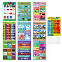 10PCS Educational Preschool Posters Charts For Preschoolers Toddlers Kids Kindergarten Classrooms Kids Early Education Toys 2024 - buy cheap