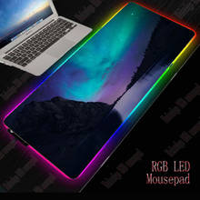 Mairuige aurora noite céu grande rgb antiderrapante led mouse pad acessórios para jogos computador portátil mousepad xxl teclado tapete de mesa 2024 - compre barato
