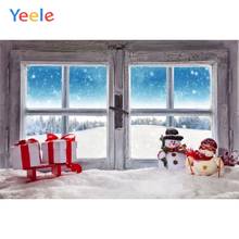 Yeele Рождественский зимний Снеговик оконный подарок фон детский портрет Виниловый фон для фотостудии 2024 - купить недорого