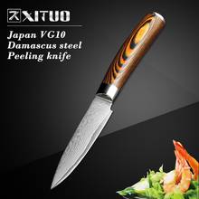 XITUO-cuchillo de pelar de cocina de 3,5 pulgadas, afilado, japonés, acero de Damasco, cuchillo para Chef Santoku, rebanador, herramienta de utilidad, regalo 2024 - compra barato