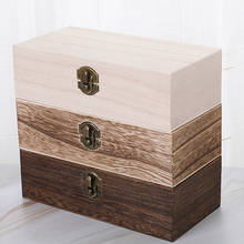 Natural Wooden With Lid Golden Lock Home Storage Box Postcard Organizer Handmade Craft Jewelry Case High Quality Wooden Box 2024 - buy cheap