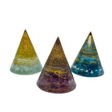 Cono de orgonita pirámide, resina Orgone para meditación de energía curativa mental, cristal Natural, joyería de cuarzo, piedras de Chakra Reiki 2024 - compra barato