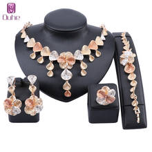 African Chunky Jewelry Sets for Women Necklace Dubai Gold Statement Costume Bracelet Ring Earring Jewelry Set 2024 - buy cheap
