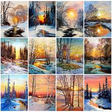 5d diy diamante bordado inverno cenário árvore de pintura kit paisagem imagem strass bordado decoração para casa presente 2024 - compre barato