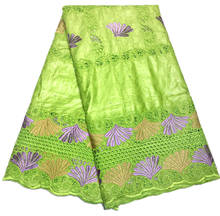 Tela africana bazin riche, tela de encaje africano bazin brode para boda, 2,5 yardas, tela de encaje suizo de algodón verde limón para vestido B1-A1 2024 - compra barato