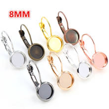 8mm 10pcs 8 Colors Plated French Lever Back Earrings Blank/Base,Fit 8mm Glass Cabochons,Buttons;Earring Bezels 2024 - buy cheap