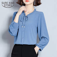 Blusas 2020 nova primavera manga longa sólida blusa feminina tops chiffon casual vintage plus size cardigan camisa feminina 7922 50 2024 - compre barato
