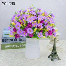 YO CHO 28 Heads Silk Gerbera Flowers Bouquet Purple Silk Daisy Artificial Flowers Wedding Home Table Decor Arrange Fake Floral 2024 - buy cheap