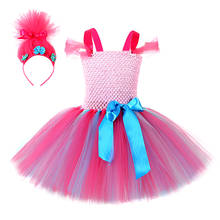 Платье принцессы с троллями и попками для маленьких девочек, костюмы на Хэллоуин, детские платья на день рождения, одежда для девочек-подростков, наряд феи 2024 - купить недорого