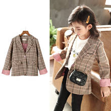 New Arrival Girls Casual Plaid Suit Coat Children's Fall Clothes Outerwear Kids Student Fashion Panelled Sleeve Cuff Jacket P174 2024 - buy cheap