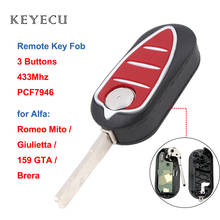 Keyecu 3 Buttons Flip Folding Remote Car Key Fob 433MHz with PCF7946 Chip for Alfa Romeo Mito Giulietta 159 GTA Brera 2024 - buy cheap