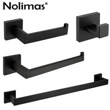 Matte Black Stainless Steel Bathroom Hardware Accessories Set Robe Hook Towel Bar Towel Ring And Toilet Paper Holder 2024 - buy cheap