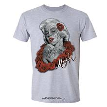 man's T shirt Marilyn Monroe Skull Zombie Tattoo Day of Dead Dia Los Muertos Flower 4 personality T shirt 2024 - buy cheap