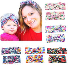 2Pc/Set Mum baby Mother Daughter Rabbit Ears Bowknot Hair Band Matching Elastic Headband Floral Turban Knot Accessories Headwear 2024 - buy cheap