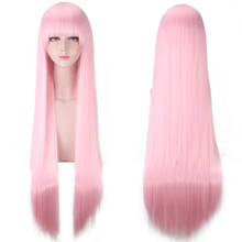 Peruca de cosplay koin the fragxx, peruca 002 zero two long, 100 cm, lisa, franja, cor de cabelo rosa, peruca 2024 - compre barato