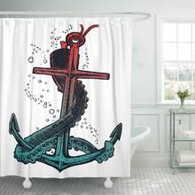 Navy Tattoo Anchor and Tentacle Nautical Octopus Anchorage Anchored Shower Curtain Waterproof Fabric 60 x 72 Inches Set 2024 - buy cheap