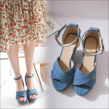 2020 New Women Wedges Sandals Summer Blue Platform Sandals Women Casual Shoes High Heel Sandalias Mujer Zapatos De Mujer 33-42 2024 - buy cheap