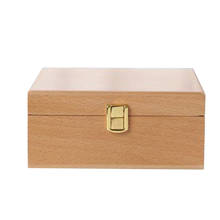 Caixa de madeira de pinho sem acabamento, retângulo, armazenamento de joias, faça você mesmo, caixas de artesanato com tampa com dobradiça e fecho para artes hobbies 2024 - compre barato