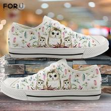FORUDESIGNS Cute Owl Printed 2020 Woman Vulcanized Sneakers Shoes Ladies Casual Lace-up Shoes Fashion Breathable Canvas Shoes 2024 - buy cheap