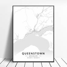 Marco de póster de mapa artístico en lienzo de Nueva Zelanda, impresión en hd de los Estados Unidos de amateur, Dunedin, Pavilion, queentown, pokemoria, Navidad, Whangarei 2024 - compra barato