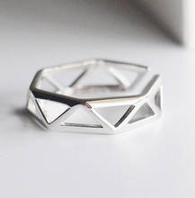 Genuine 100% Silver Color  Hexagon Rings for Women Simple Open Finger Rings Party Vintage Jewelry 2024 - buy cheap