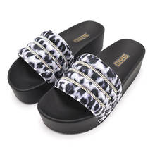 Thick Soled Leopard Print Women's Slides Summer Outdoor Fashion High Heeled Ladies Slippers Female Rhinestone Beach Sandals 2024 - buy cheap