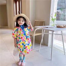 Kids Dresses for Girls 2022 Korean Style Summer Kids Girls Dress Cartoon Fruit Short Sleeves Princess Dress Children Clothes 2024 - buy cheap