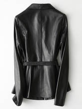 Chaqueta de piel auténtica para mujer, abrigo coreano de piel de oveja auténtica, chaquetas ajustadas con cinturón, KQN22103 KJ2318, 2020 2024 - compra barato