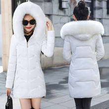 Модный зимний жакет для женщин размера плюс 6XL с большим меховым капюшоном, плотная пуховая женская куртка на меху пальто зауженный крой теплая зимняя верхняя одежда для девочек 2021 Новый 2024 - купить недорого